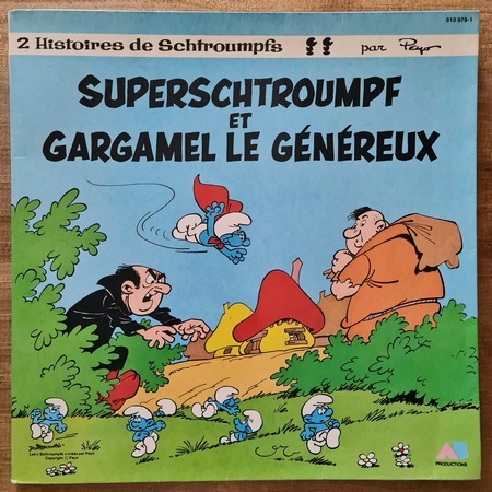 Disque vinyle 33 tours Superschtroumpf et Gargamel le généreux pour enfant vendu par Rêves de Fil.
