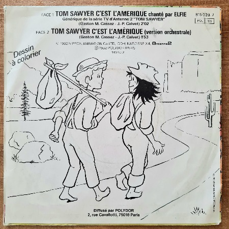 Disque vinyle 45 tours Tom Sawyer pour enfant vendu par Rêves de Fil.