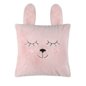 Coussin Pimprenelle le lapin rose, vendu par rêves de fil.