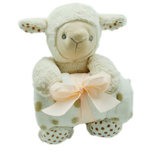 Coffret cadeau peluche mouton Flocon de neige avec son plaid à personnaliser, vendu par rêves de fil.