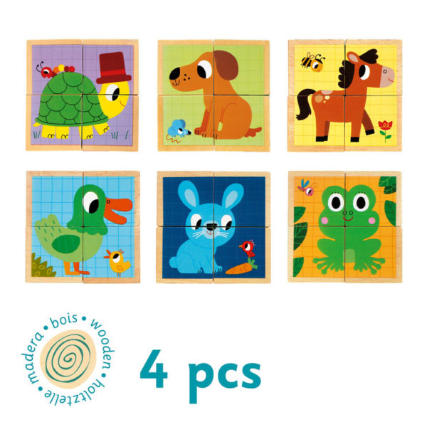 Jeu de cubes en bois WOUAF et CO - Djeco vendu par reves de fil
