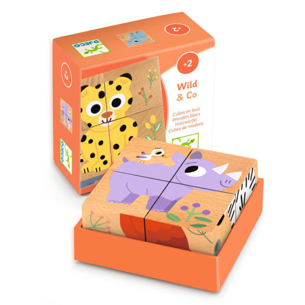 Cubes en bois Wild et Co - Djeco vendu par rêves de fil