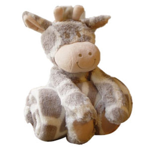 Coffret cadeau peluche girafe Maya avec son plaid à personnaliser, vendu par rêves de fil.