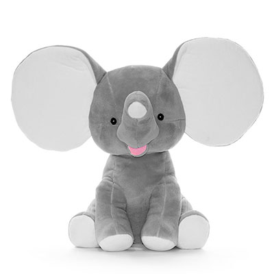 Peluche Cubbies éléphant gris à personnaliser, vendu par rêves de fil.