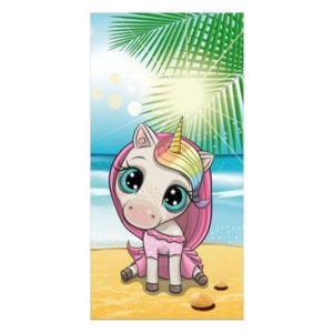 Serviette de bain ou de plage Licorne personnalisable vendu par rêves de fil.