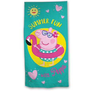 Serviette de bain ou de plage peppa Pig personnalisable, vendu par rêves de fil.