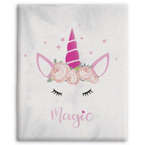 Plaid, couverture Licorne personnalisable vendu par rêves de fil.