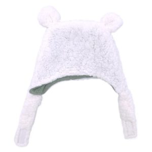 Bonnet chapka ourson en sherpa blanc, vendu par Rêves de fil.