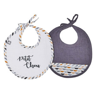 Lot de 2 bavoirs naissance collection Honeymoon, vendu par Rêves de fil.