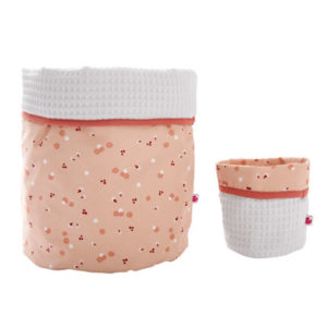 Set de 2 corbeilles de rangement en tissu de la collection Blooming Day, vendu par Rêves de fil.