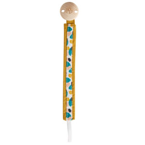 Attache-sucette en pur coton et bois naturel collection Baby Pop, vendu par Rêves de fil.