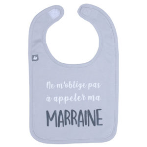 Bavoir à message "Marraine", vendu par Rêves de fil.