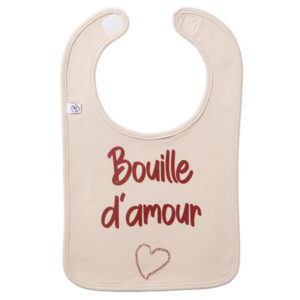 Bavoir à message "Bouille d'amour", vendu par Rêves de fil.