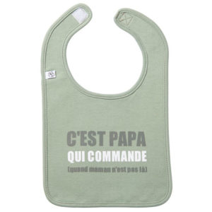 Bavoir à message "C'est papa qui commande", vendu par Rêves de fil.