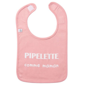 Bavoir à message "Pipelette comme maman", vendu par Rêves de fil.