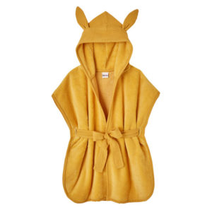 Peignoir bambou et gaze de coton pour enfant de 0 à 4 ans, couleur moutarde. Vendu par Rêves de fil.