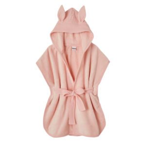 Peignoir bambou et gaze de coton pour enfant de 0 à 4 ans, couleur rose blush. Vendu par Rêves de fil.