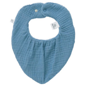 Un joli bandana absorbant en gaze de coton et éponge bambou à personnaliser, couleur bleu pierre. Vendu par Rêves de fil.