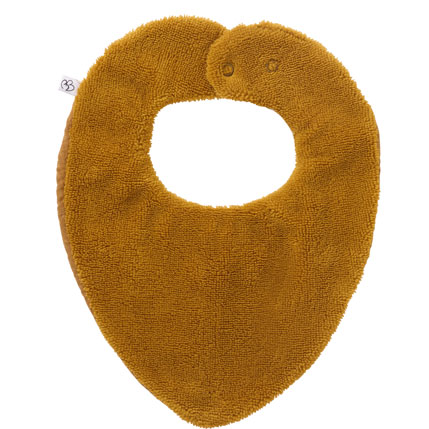 Un joli bandana absorbant en gaze de coton et éponge bambou à personnaliser, couleur havane ocre. Vendu par Rêves de fil.