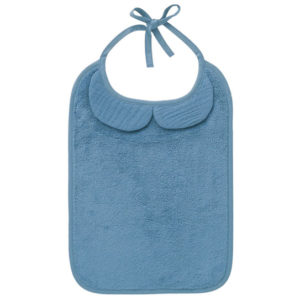 Grand bavoir bambou et gaze de coton, couleur Pierre bleue de BB & Co. Vendu par Rêves de Fil.