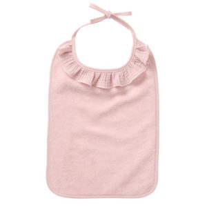 Grand bavoir bambou et gaze de coton, couleur rose pétale de BB & Co. Vendu par Rêves de Fil.