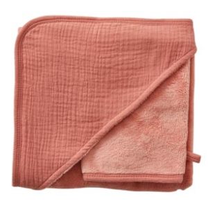 Cape de bain + gant, collection Mix & Match, dimensions 70x70 cm, couleur marsala. Vendu par Rêves de Fil.