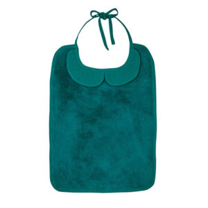 Grand bavoir bambou et gaze de coton, couleur Vert paon. Vendu par Rêves de Fil.