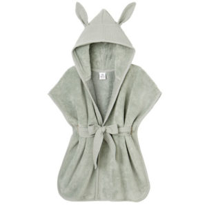 Peignoir bambou et gaze de coton pour enfant de 0 à 4 ans, couleur vert de gris. Vendu par Rêves de fil.