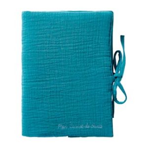 Protège carnet de santé collection Mix & Match, couleur vert paon. Vendu par Rêves de fil.