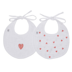 Lot de 2 bavoirs naissance collection Mon petit coeur. Vendu par Rêves de Fil.