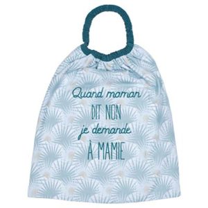 Serviette élastiquée "Quand maman dit non" imp. palmiers. Vendu par Rêves de Fil.
