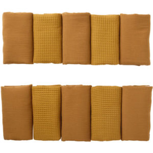 Tour de lit modulable et respirant avec 10 éléments. Collection Mix & Match, couleur havane. Vendu par Rêves de Fil.