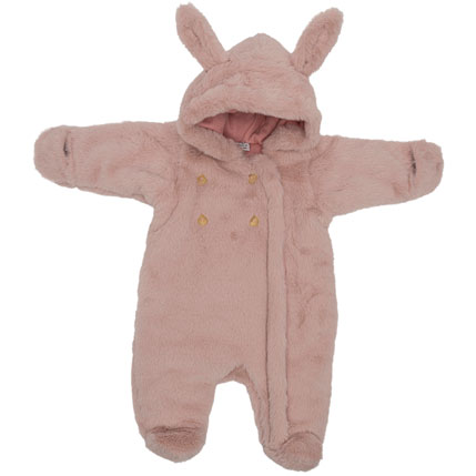 Combi pilote ours en fausse fourrure angora – rose de Bb&co par rêves de fil