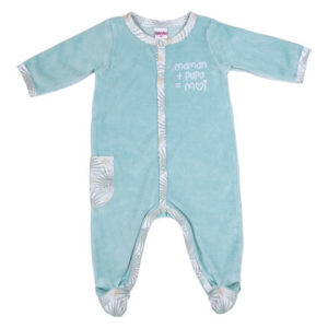 Pyjama - Dors-bien velours "Maman+papa=moi"- céladon BB&Co vendu par rêves de fil