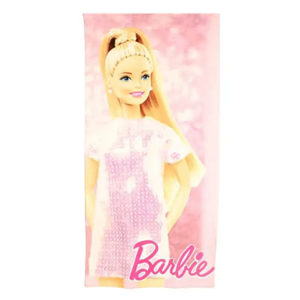 Serviette de bain ou de plage Barbie personnalisable, vendu par rêves de fil.