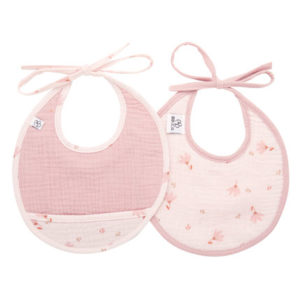Lot de 2 bavoirs naissance personnalisables en gaze de coton - Lovely Blossom