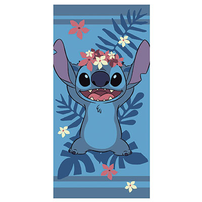 Serviette de bain ou de plage Stitch fleurs personnalisable vendu par rêves de fil.