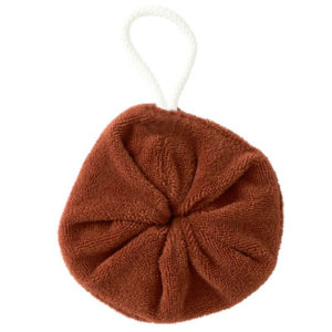 Fleur de douche enfant en éponge toffee bambou vendu par rêves de fil