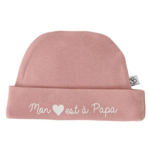 Bonnet naissance “Mon coeur est à papa” de Bb&co par rêves de fil