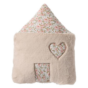 Coussin déco forme maison fausse fourrure angora beige liberty – Afternoon Tea de Bb&Co par rêves de Fil