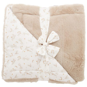 Couverture Luxe fausse fourrure angora beige coton imprimé – Daydream BB&co par reves de fil