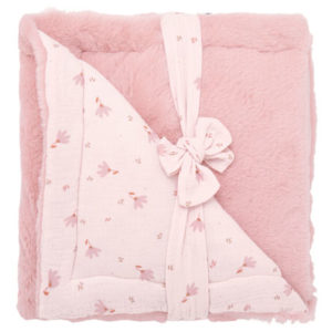 Couverture Luxe fausse fourrure angora pétale gaze imprimé – Lovely Blossom BB&co par rêves de fil