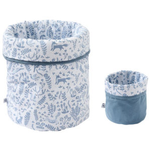 Set de 2 corbeilles de rangement en tissu de la collection BB&co forêt enchantée, vendu par Rêves de fil.