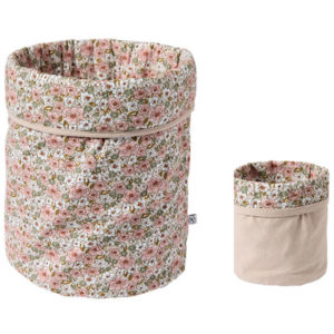 Set de 2 corbeilles de rangement en tissu de la collection BB&co Afternoon Tea, vendu par Rêves de fil.