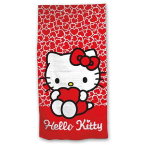 Serviette de bain ou de plage Hello Kitty coeur personnalisable, vendu par rêves de fil.
