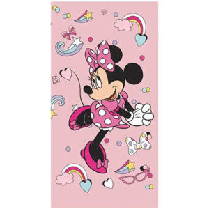 Serviette de bain ou de plage Minnie Rose personnalisable, vendu par rêves de fil.