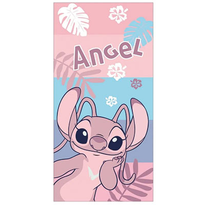 Serviette de bain ou de plage Angel et stitch personnalisable vendu par rêves de fil.