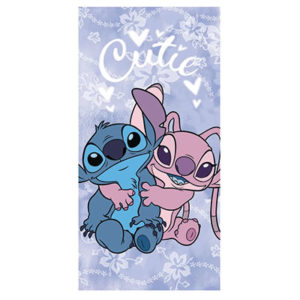 Serviette de bain ou de plage Stitch et Angel personnalisable, vendu par rêves de fil.