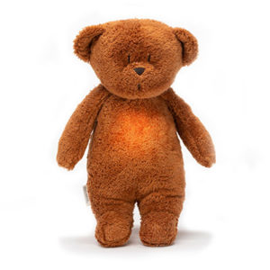 Moonie – ourson nature bio avec sons & lumières couleur caramel vendu par rêves de fil