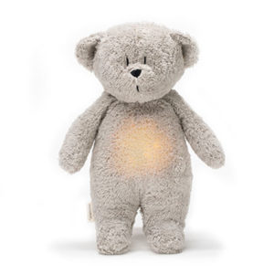 Moonie – ourson nature bio avec sons & lumières couleur gris vendu par rêves de fil